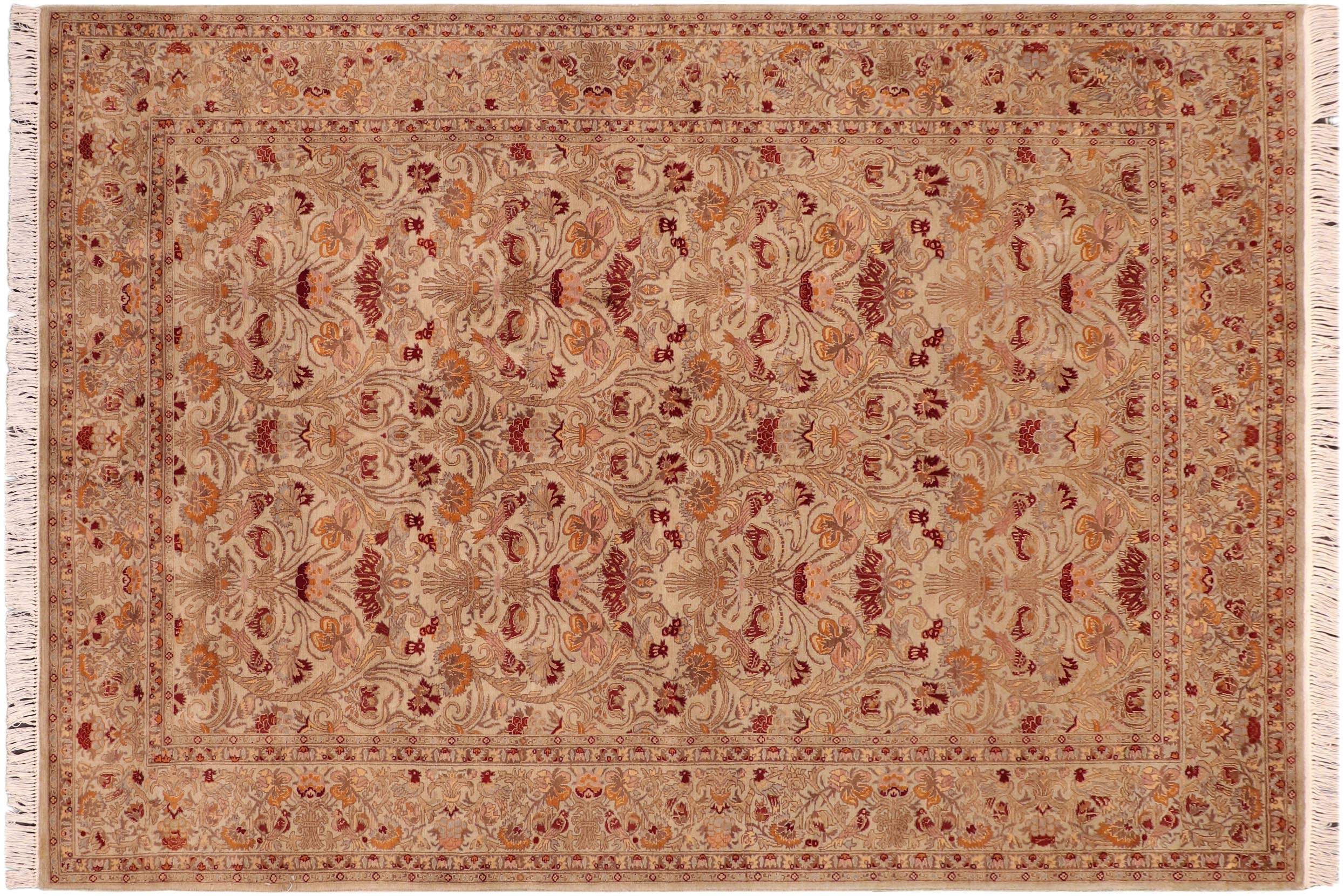 handmade Transitional Sayra Taupe Red Hand Knotted RECTANGLE 100% WOOL area rug 6x9