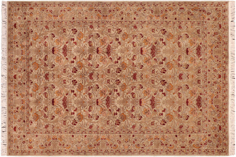 handmade Transitional Sayra Taupe Red Hand Knotted RECTANGLE 100% WOOL area rug 6x9