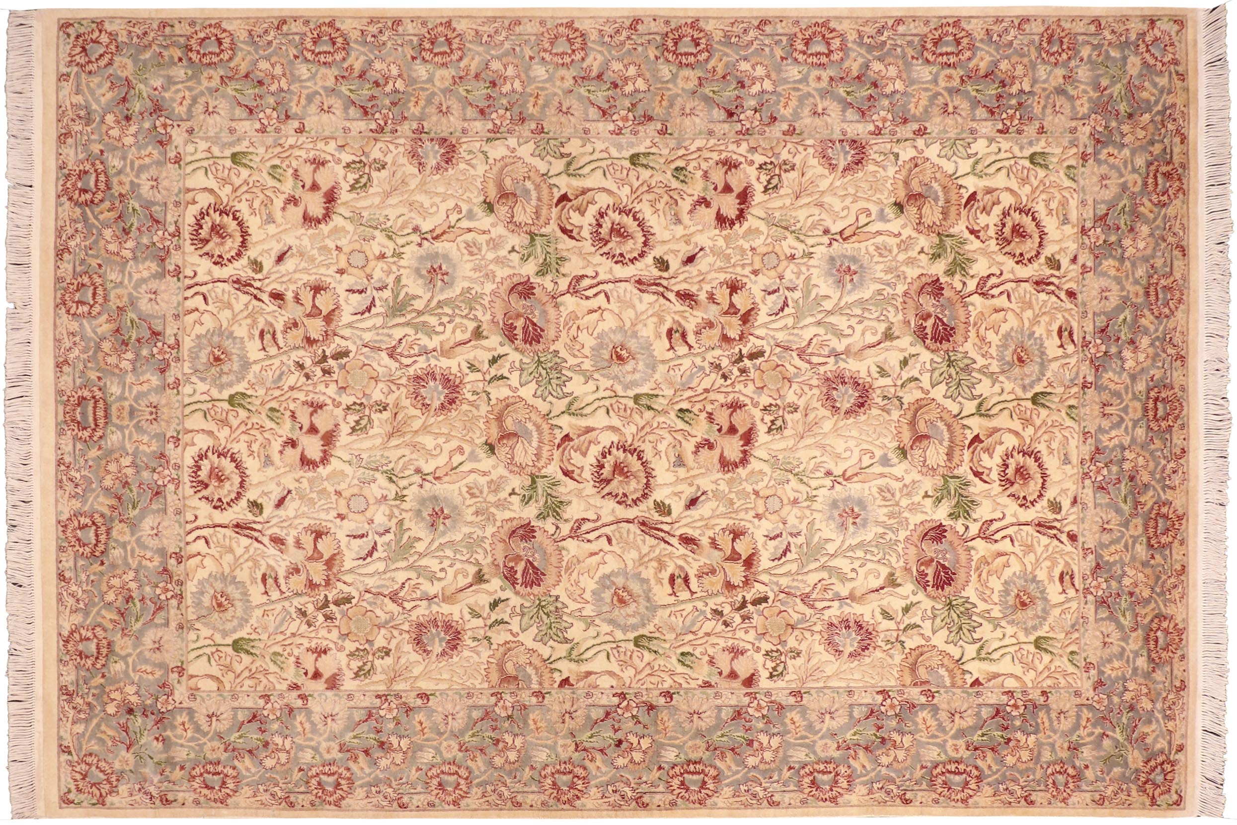 handmade Transitional Irfan Ivory Grey Hand Knotted RECTANGLE 100% WOOL area rug 6x10