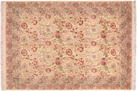 Irfan Pak-Persian Verdie Ivory/Grey Wool Rug - 6'1'' x 9'6''