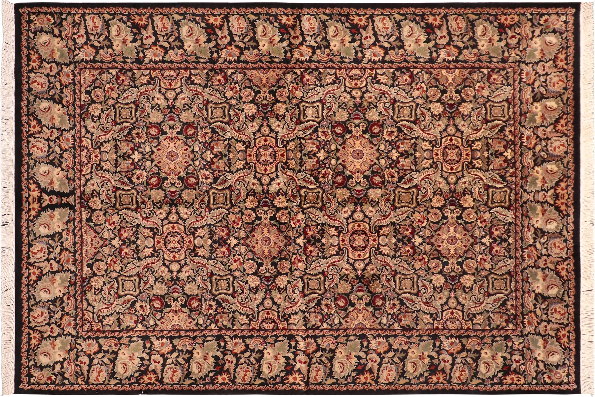 handmade Transitional Doop Black Green Hand Knotted RECTANGLE 100% WOOL area rug 6x9