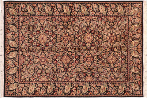 handmade Transitional Doop Black Green Hand Knotted RECTANGLE 100% WOOL area rug 6x9