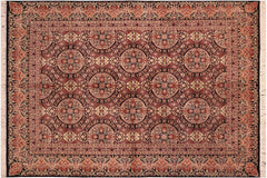handmade Transitional Paracha Black Rust Hand Knotted RECTANGLE 100% WOOL area rug 6x9