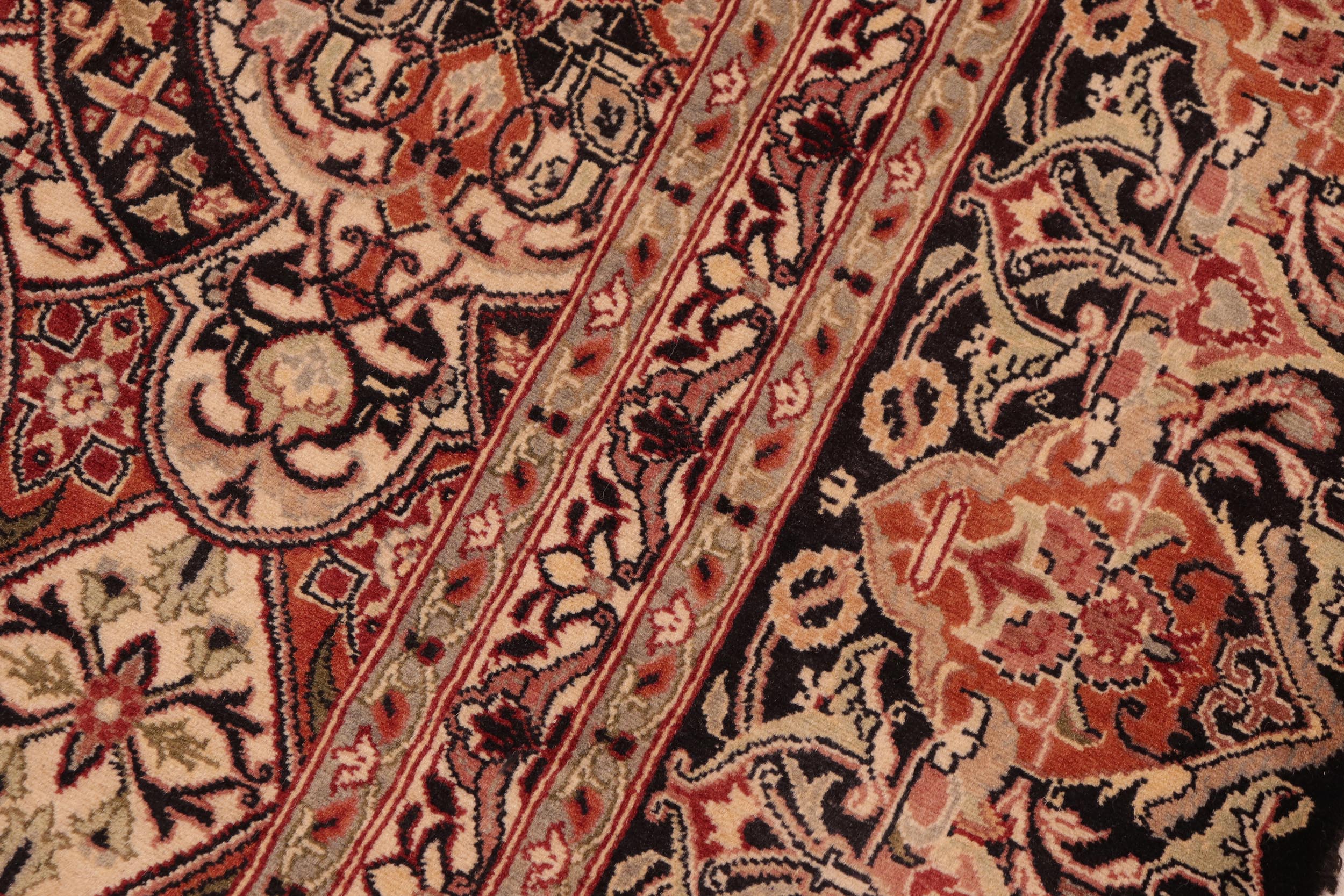 handmade Transitional Paracha Black Rust Hand Knotted RECTANGLE 100% WOOL area rug 6x9