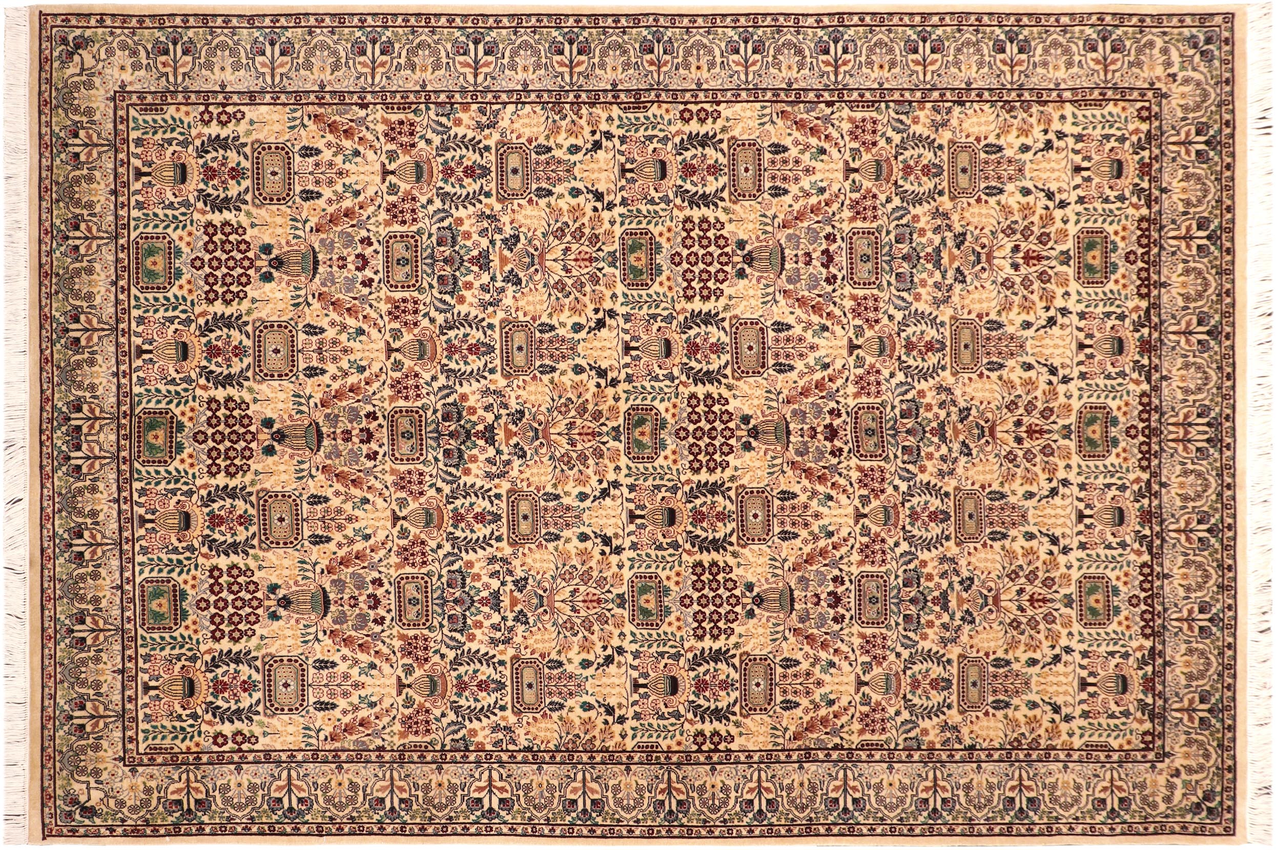 handmade Transitional Razia Beige Grey Hand Knotted RECTANGLE 100% WOOL area rug 6x9