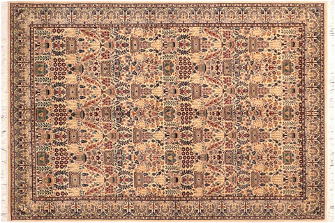 handmade Transitional Razia Beige Grey Hand Knotted RECTANGLE 100% WOOL area rug 6x9