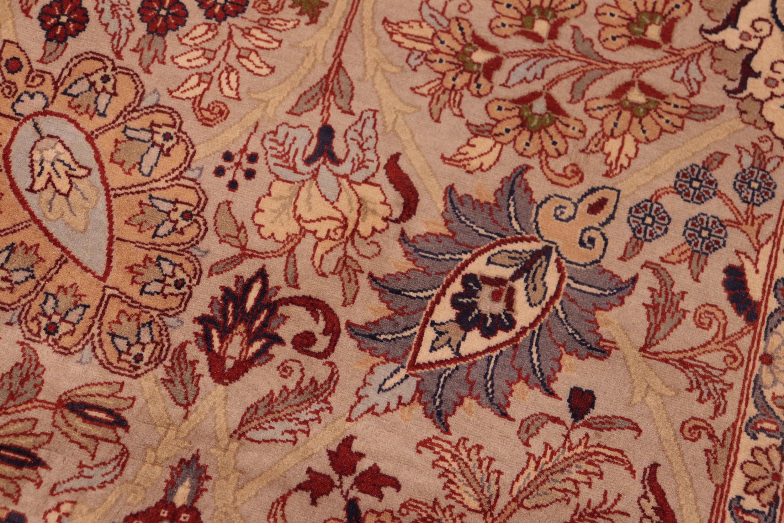 handmade Traditional Shahid Taupe Blue Hand Knotted RECTANGLE 100% WOOL area rug 6x9