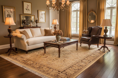 handmade Traditional Sukhan Beige Charcoal Hand Knotted RECTANGLE 100% WOOL area rug 6x9
