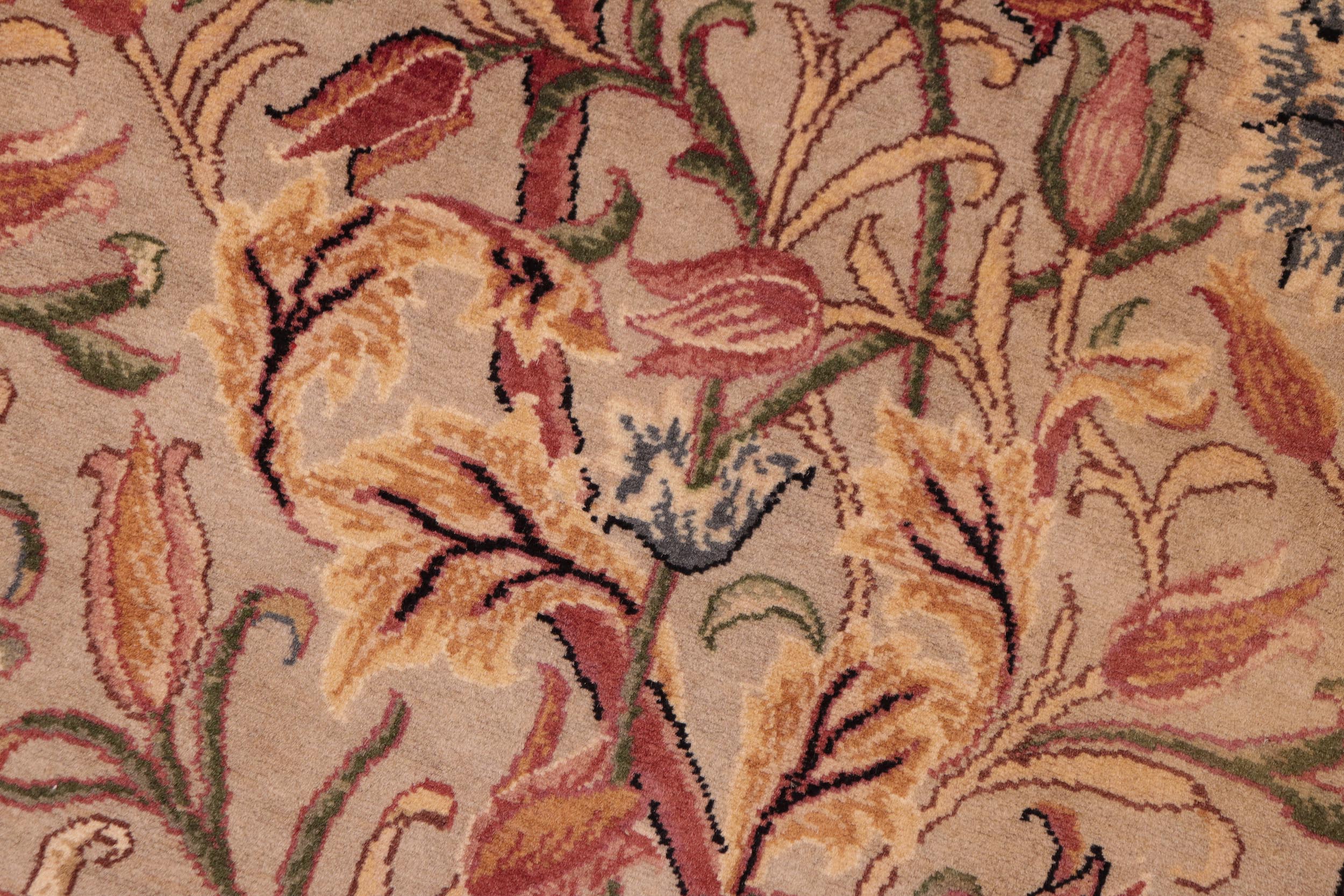 handmade Transitional Kamal Taupe Gold Hand Knotted RECTANGLE 100% WOOL area rug 6x10