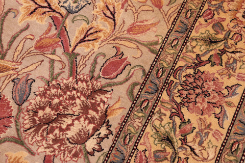 handmade Transitional Kamal Taupe Gold Hand Knotted RECTANGLE 100% WOOL area rug 6x10