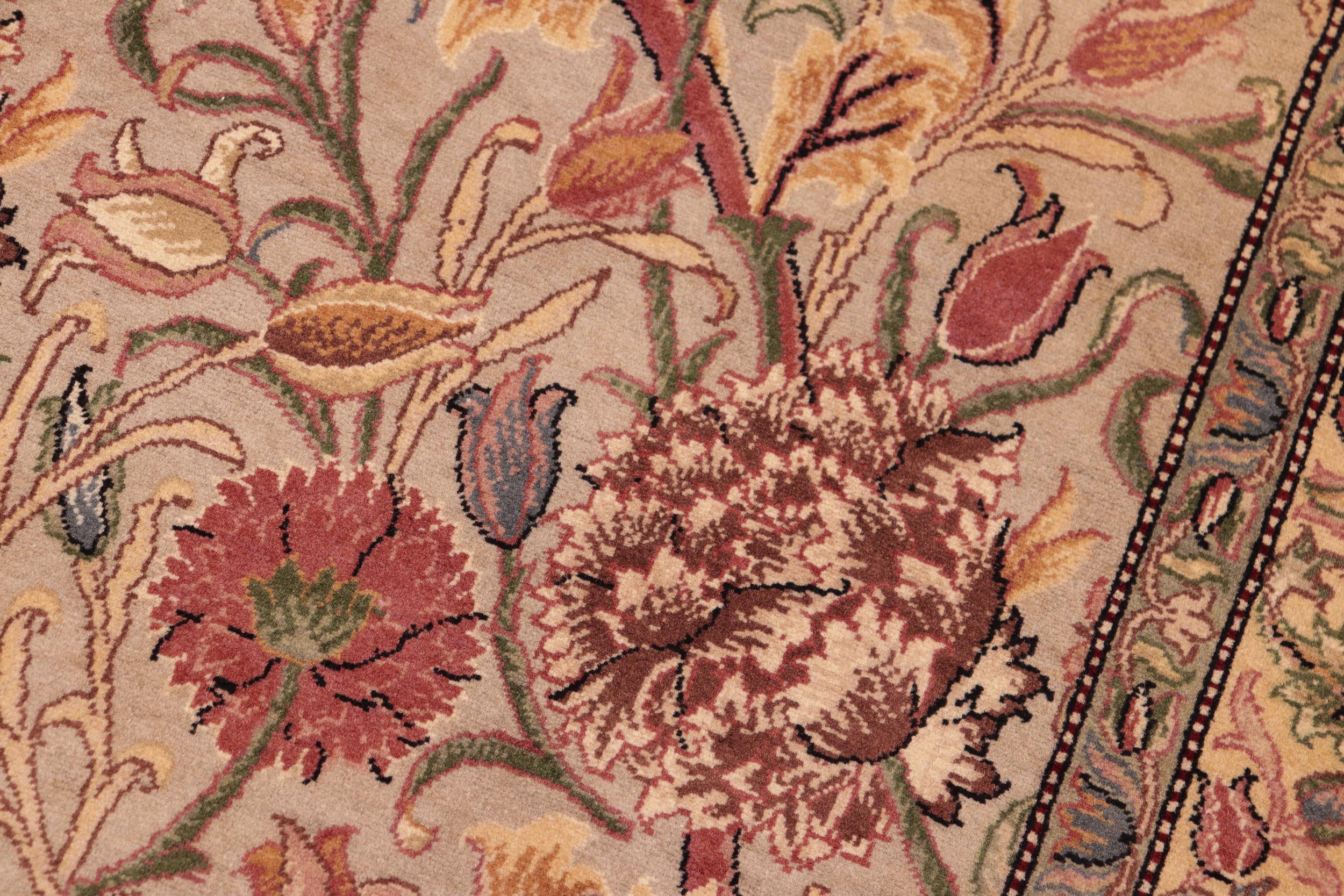 handmade Transitional Kamal Taupe Gold Hand Knotted RECTANGLE 100% WOOL area rug 6x10