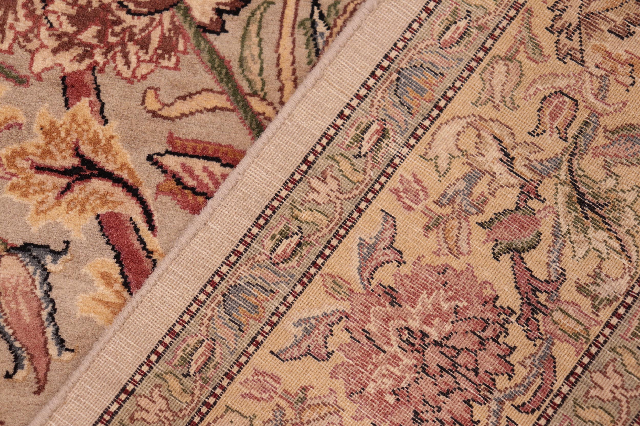 handmade Transitional Kamal Taupe Gold Hand Knotted RECTANGLE 100% WOOL area rug 6x10