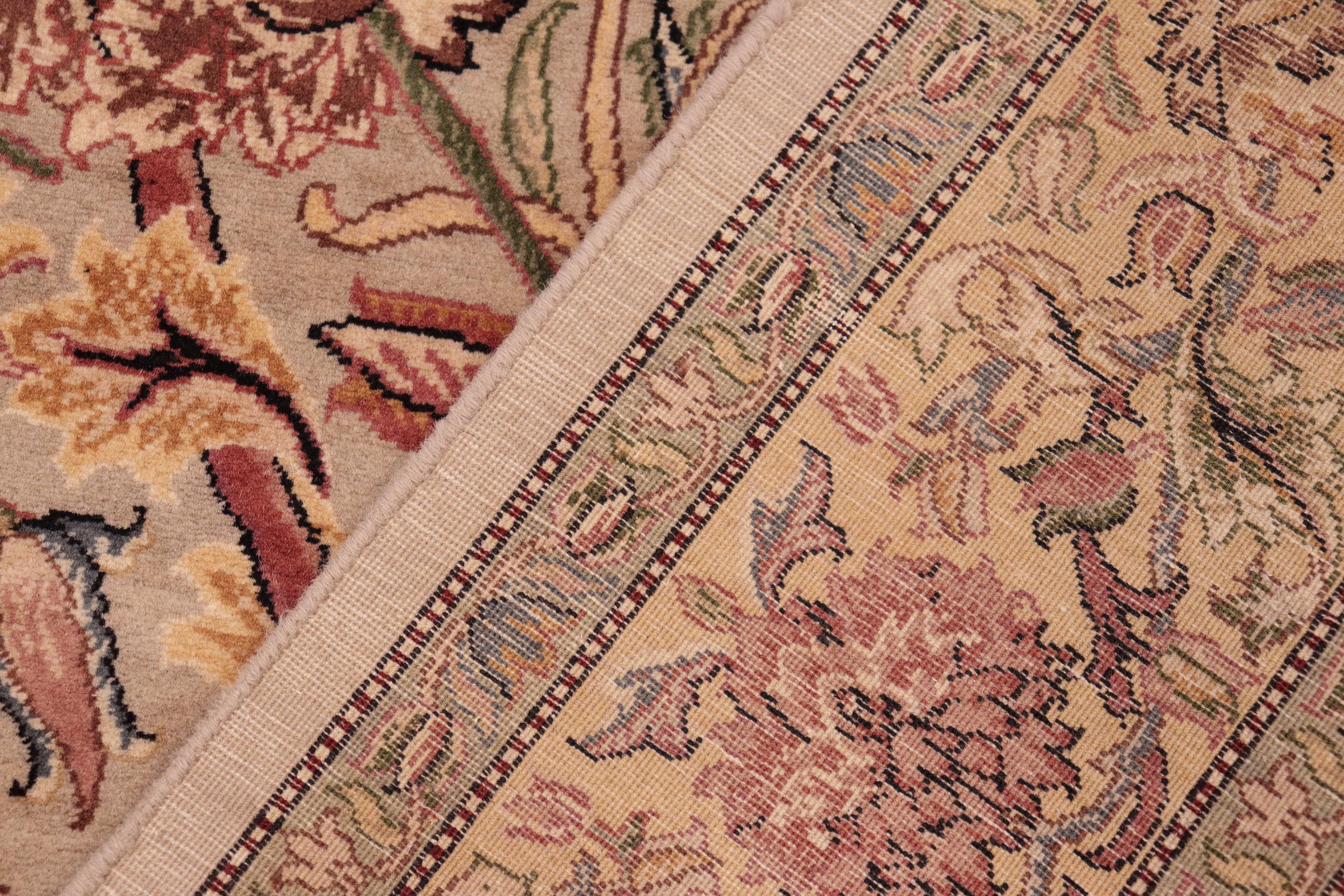 handmade Transitional Kamal Taupe Gold Hand Knotted RECTANGLE 100% WOOL area rug 6x10