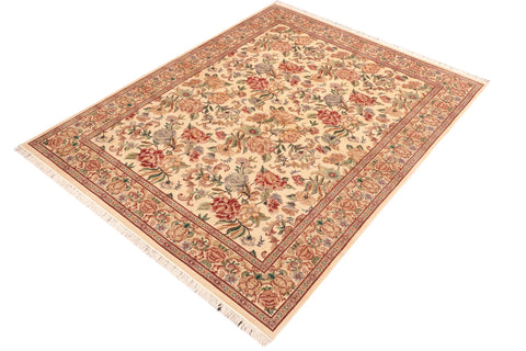 handmade Transitional Kashan Beige Gold Hand Knotted RECTANGLE 100% WOOL area rug 6x9