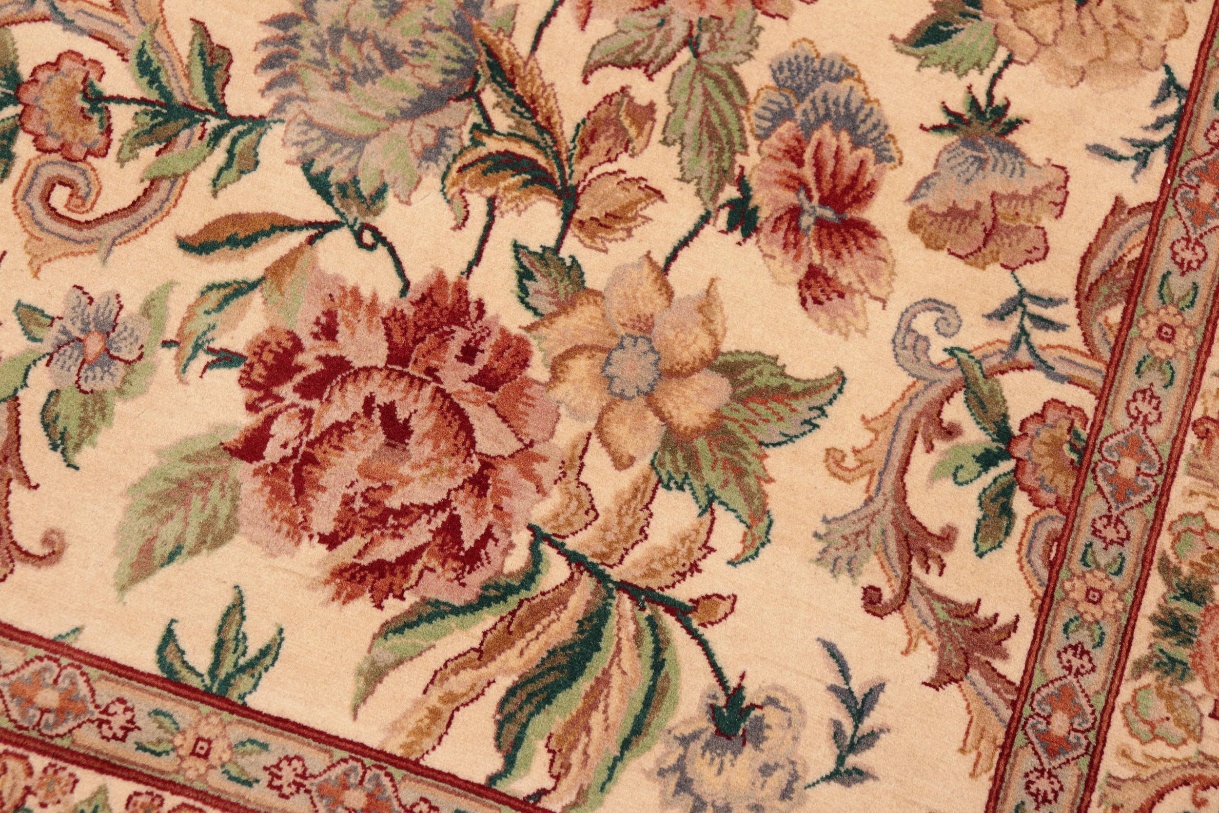 handmade Transitional Kashan Beige Gold Hand Knotted RECTANGLE 100% WOOL area rug 6x9