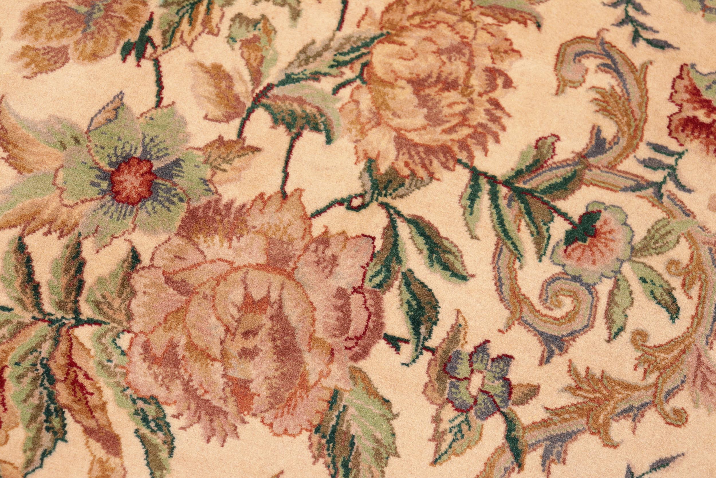 handmade Transitional Kashan Beige Gold Hand Knotted RECTANGLE 100% WOOL area rug 6x9