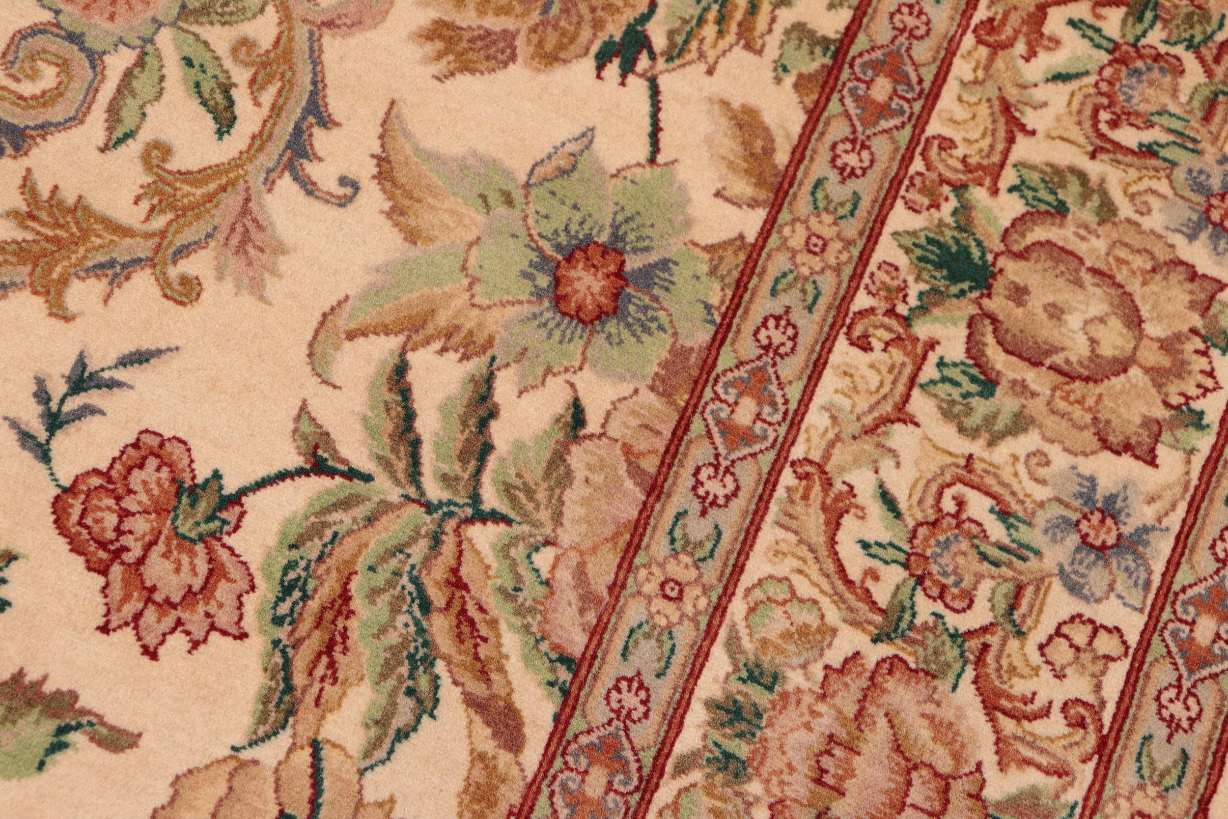 handmade Transitional Kashan Beige Gold Hand Knotted RECTANGLE 100% WOOL area rug 6x9