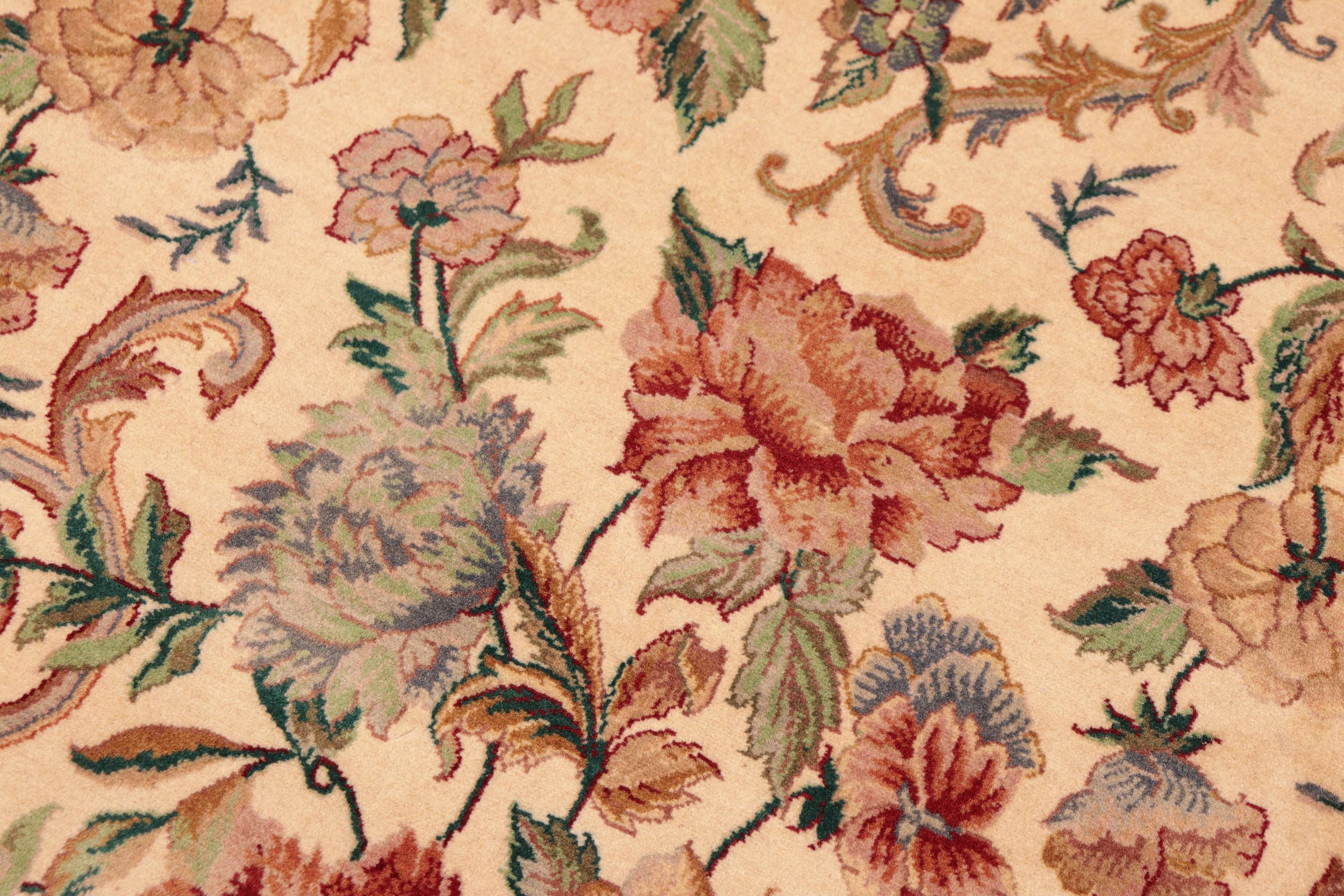 handmade Transitional Kashan Beige Gold Hand Knotted RECTANGLE 100% WOOL area rug 6x9