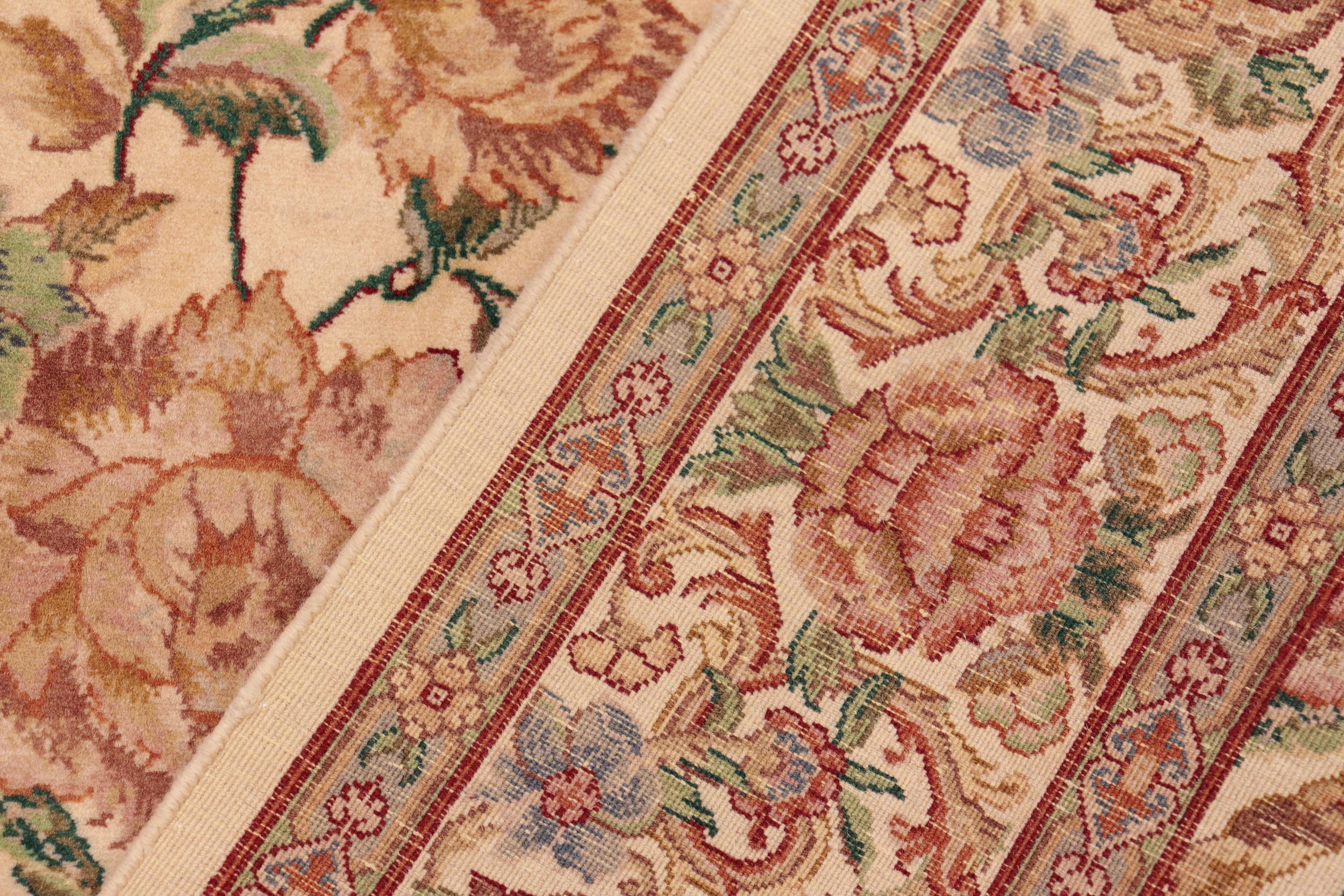 handmade Transitional Kashan Beige Gold Hand Knotted RECTANGLE 100% WOOL area rug 6x9