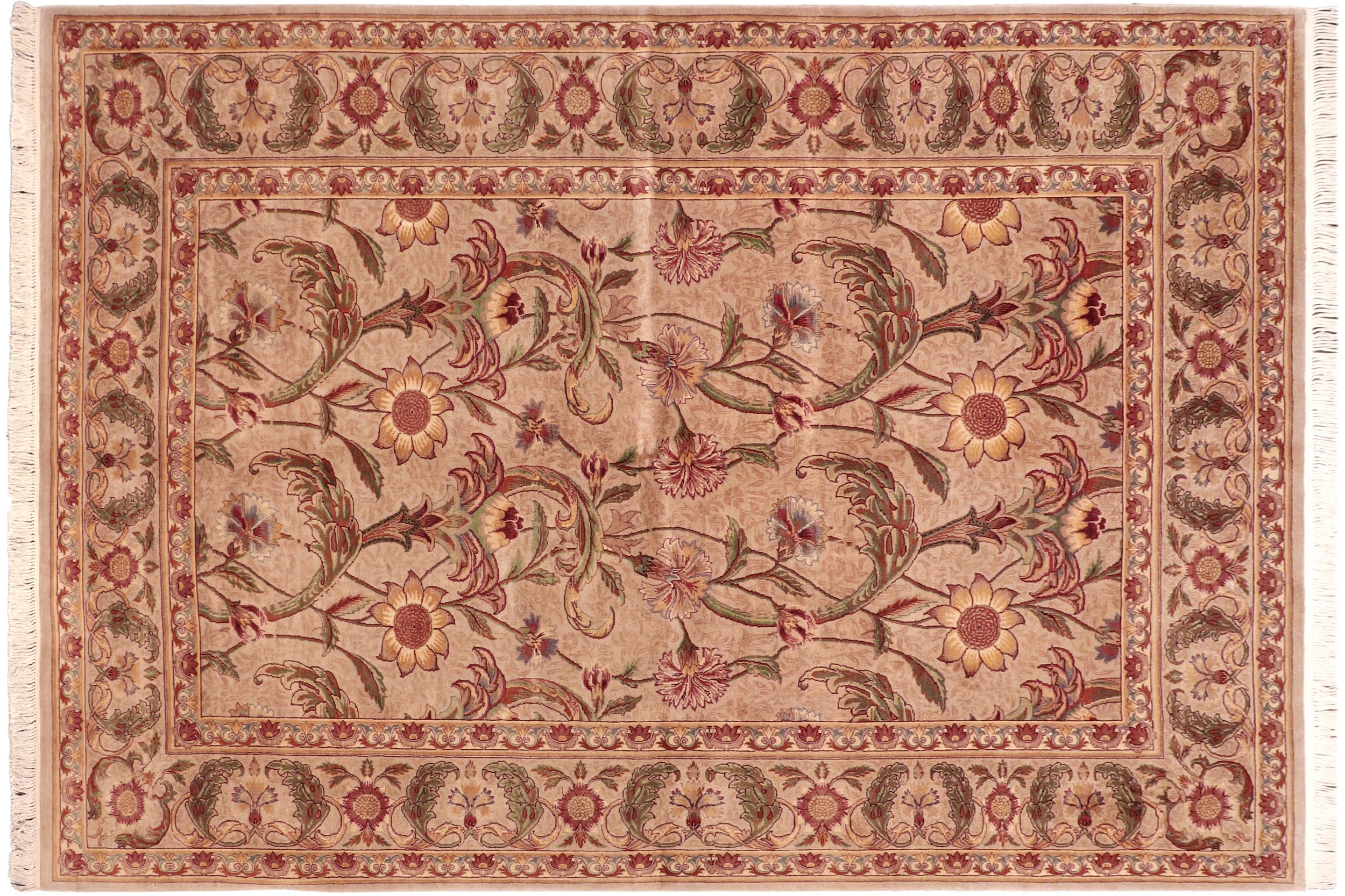 handmade Transitional Bhati Taupe Rust Hand Knotted RECTANGLE 100% WOOL area rug 6x9
