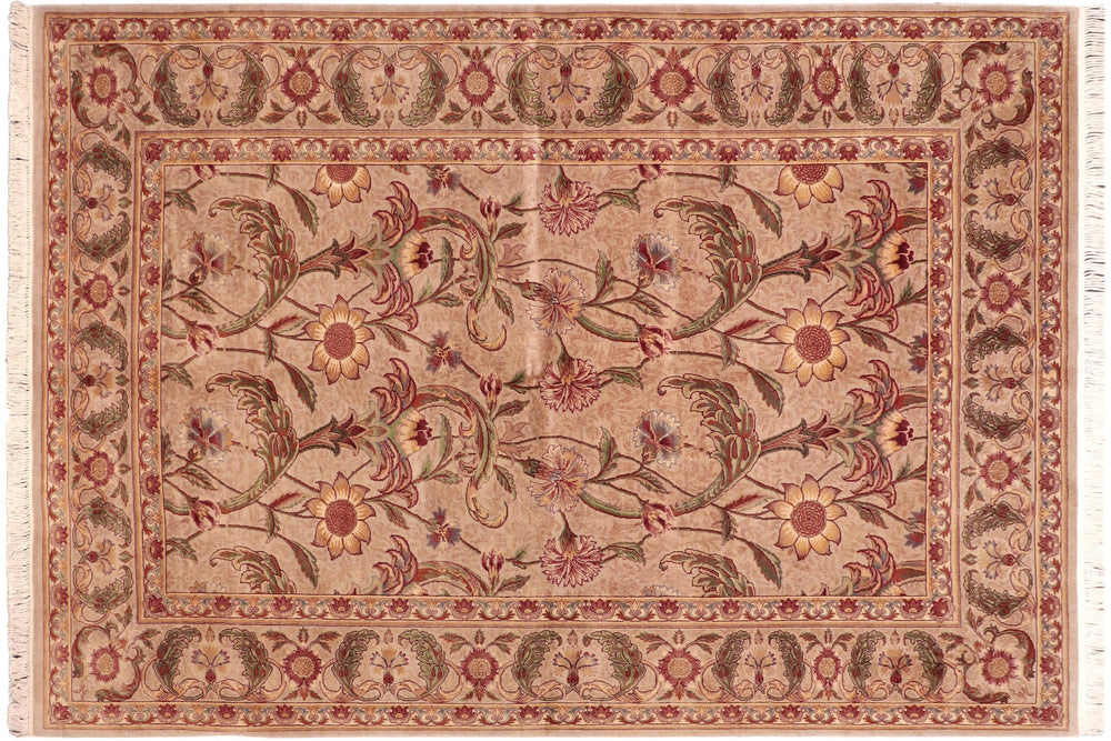 handmade Transitional Bhati Taupe Rust Hand Knotted RECTANGLE 100% WOOL area rug 6x9