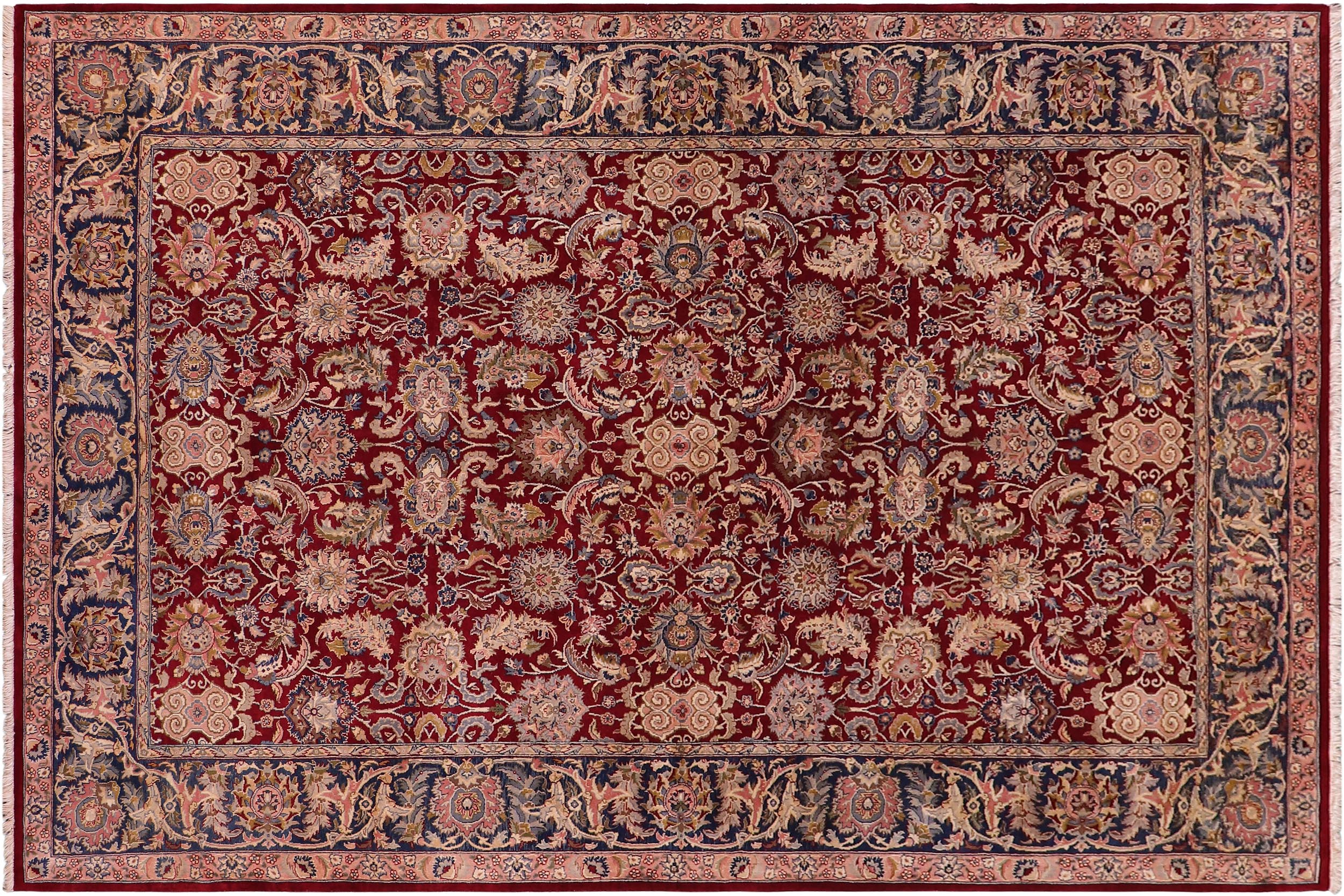 handmade Traditional Agra Red Teal Hand Knotted RECTANGLE 100% WOOL area rug 6x9