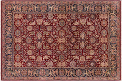 handmade Traditional Agra Red Teal Hand Knotted RECTANGLE 100% WOOL area rug 6x9