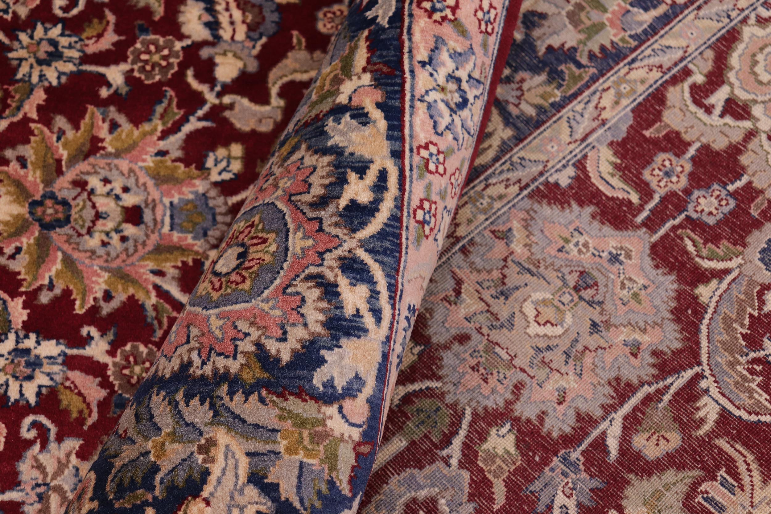 handmade Traditional Agra Red Teal Hand Knotted RECTANGLE 100% WOOL area rug 6x9