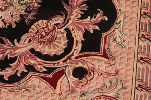 handmade Traditional Savonarrie Black Pink Hand Knotted RECTANGLE 100% WOOL area rug 6x9