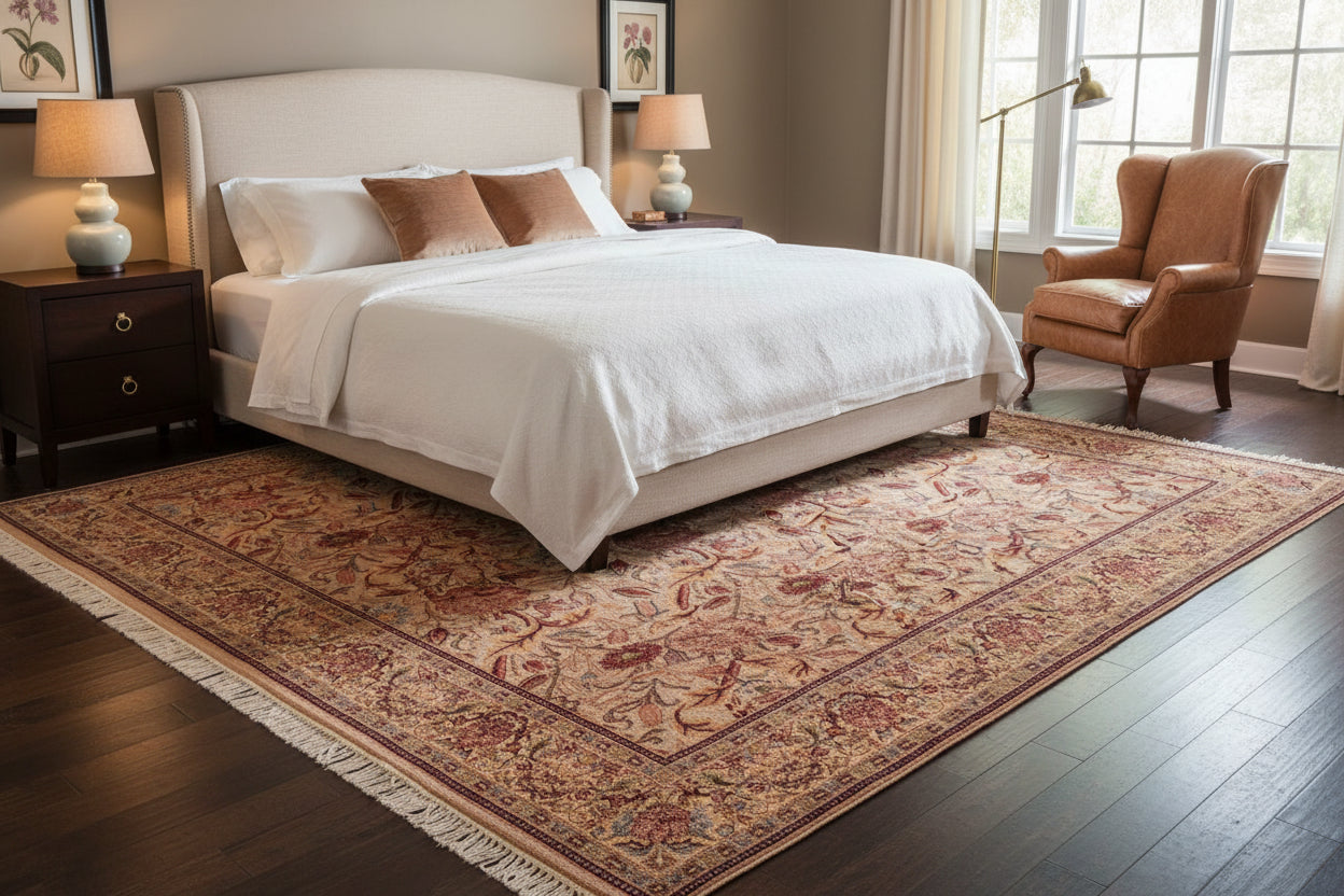 handmade Transitional Kamal Taupe Pink Hand Knotted RECTANGLE 100% WOOL area rug 6x9