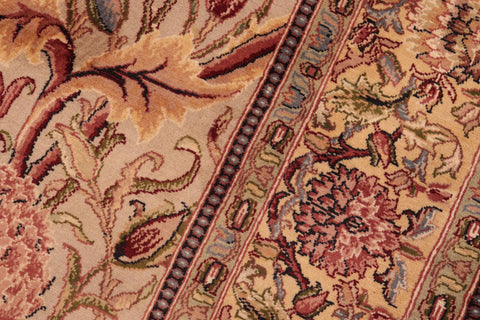handmade Transitional Kamal Taupe Pink Hand Knotted RECTANGLE 100% WOOL area rug 6x9