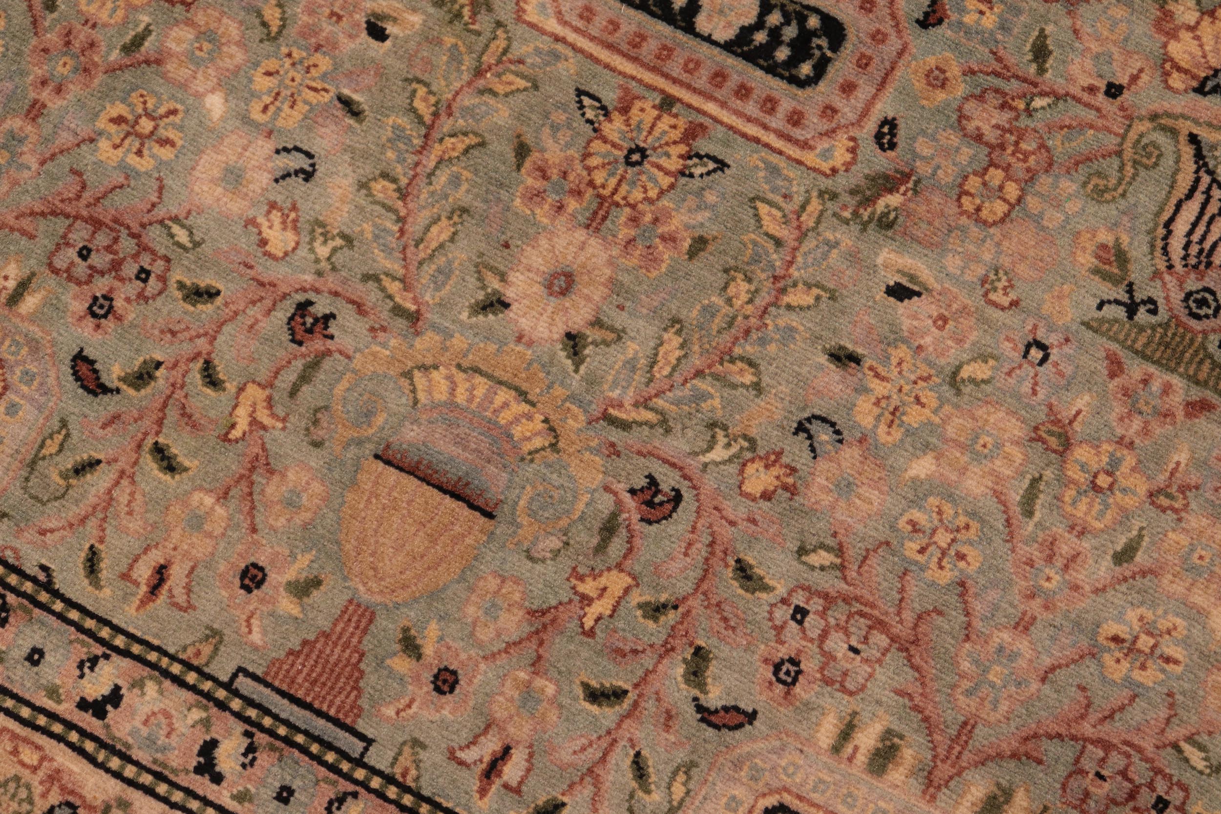 handmade Transitional Agra Green Beige Hand Knotted RECTANGLE 100% WOOL area rug 6x10