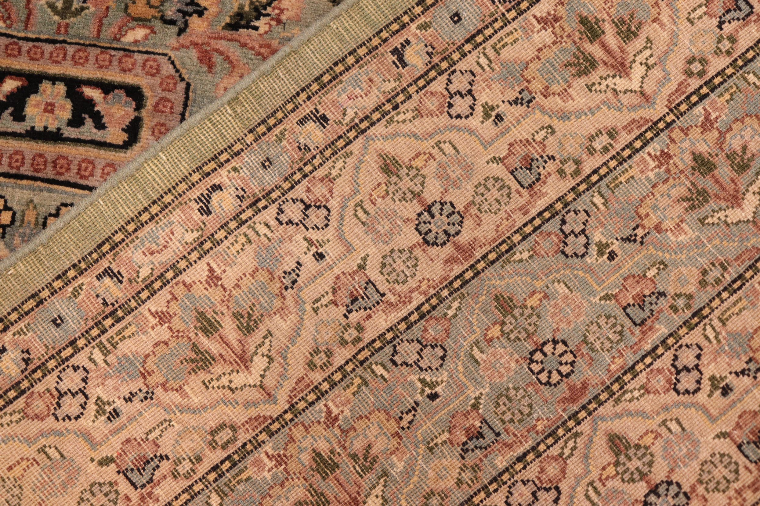 handmade Transitional Agra Green Beige Hand Knotted RECTANGLE 100% WOOL area rug 6x10
