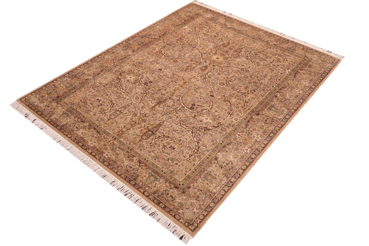 handmade Transitional Gulab Taupe Brown Hand Knotted RECTANGLE 100% WOOL area rug 6x10