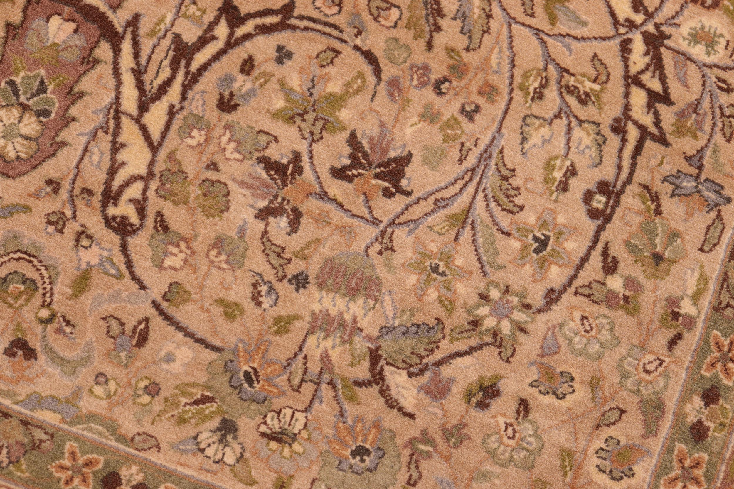 handmade Transitional Gulab Taupe Brown Hand Knotted RECTANGLE 100% WOOL area rug 6x10