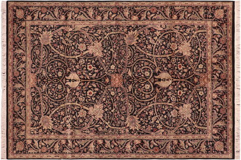 handmade Traditional Ashad Black Green Hand Knotted RECTANGLE 100% WOOL area rug 6x9