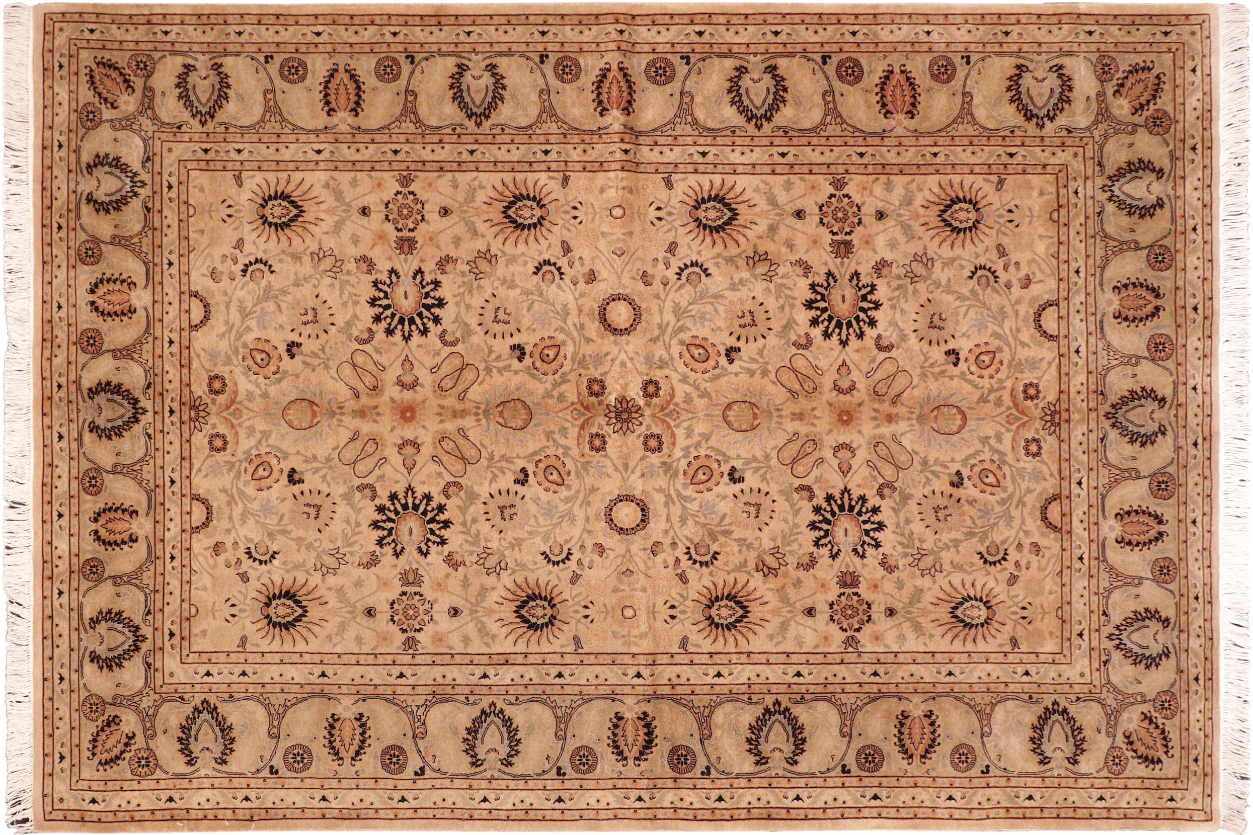 handmade Transitional New Asif Tan Green Hand Knotted RECTANGLE 100% WOOL area rug 6x9