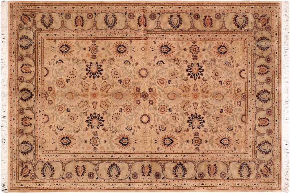 handmade Transitional New Asif Tan Green Hand Knotted RECTANGLE 100% WOOL area rug 6x9
