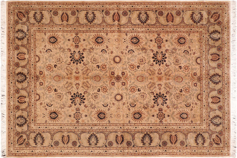 handmade Transitional New Asif Tan Green Hand Knotted RECTANGLE 100% WOOL area rug 6x9