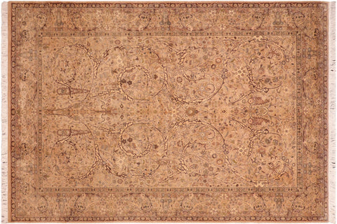 handmade Transitional  Taupe Brown Hand Knotted RECTANGLE 100% WOOL area rug 6x10