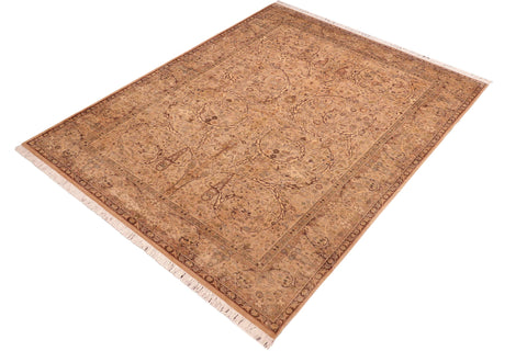 handmade Transitional  Taupe Brown Hand Knotted RECTANGLE 100% WOOL area rug 6x10