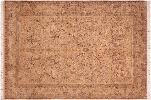 handmade Transitional  Taupe Brown Hand Knotted RECTANGLE 100% WOOL area rug 6x10