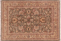 handmade Traditional Mehal Green Taupe Hand Knotted RECTANGLE 100% WOOL area rug 6x9