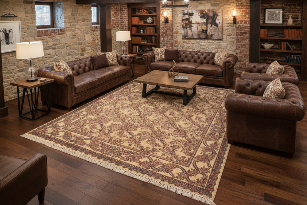 handmade Transitional Criscross Ivory Pink Hand Knotted RECTANGLE 100% WOOL area rug 6x9