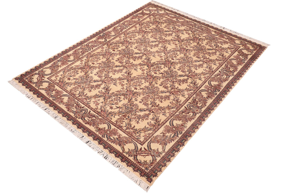handmade Transitional Criscross Ivory Pink Hand Knotted RECTANGLE 100% WOOL area rug 6x9