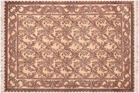 handmade Transitional Criscross Ivory Pink Hand Knotted RECTANGLE 100% WOOL area rug 6x9