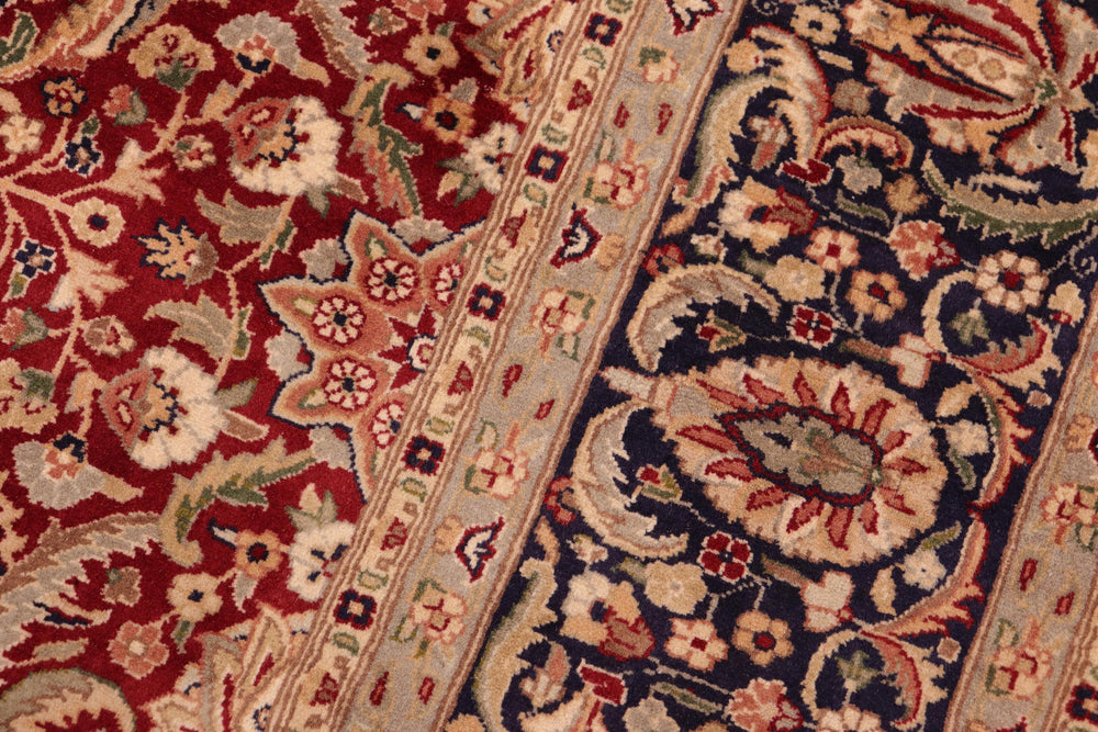 handmade Transitional Qaseem Bond Red Blue Hand Knotted RECTANGLE 100% WOOL area rug 6x9