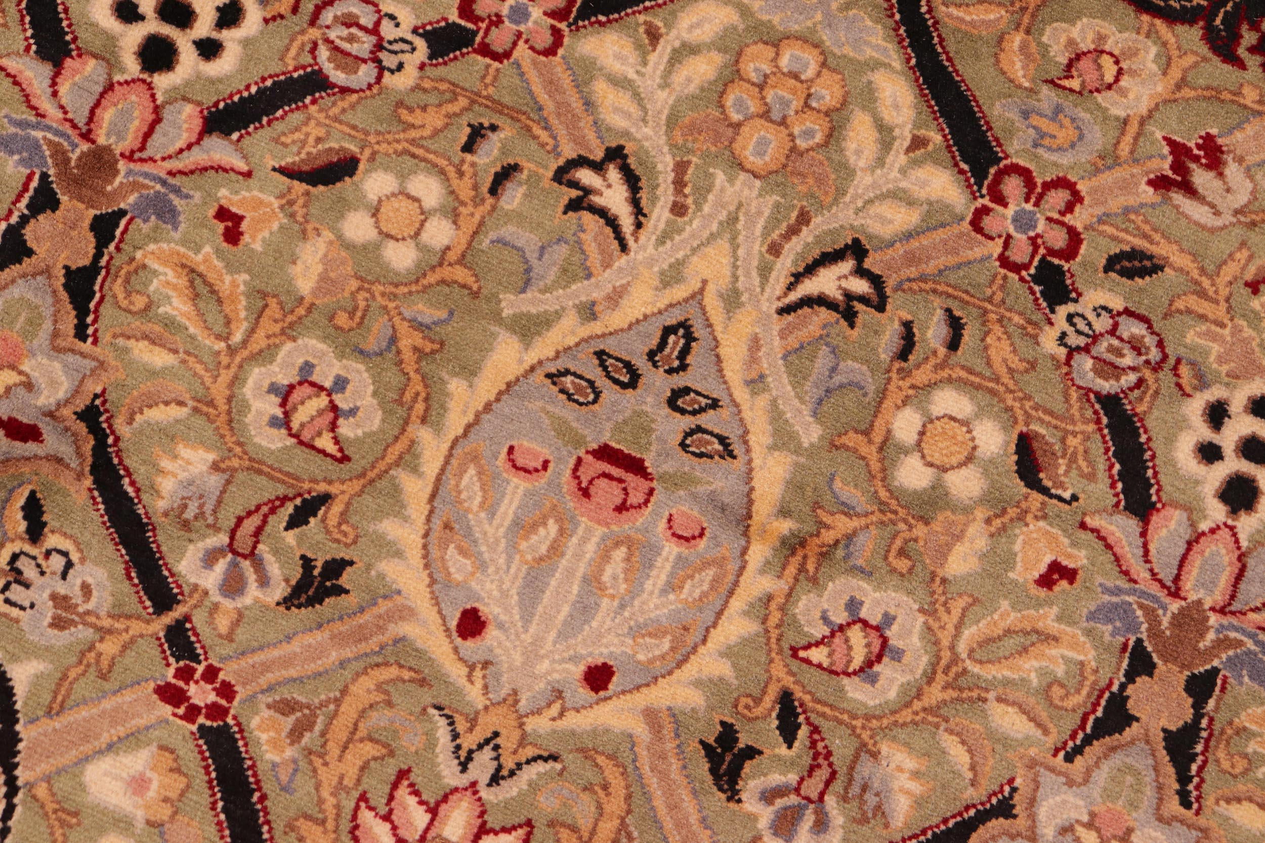 handmade Transitional Mujahid Green Red Hand Knotted RECTANGLE 100% WOOL area rug 6x9