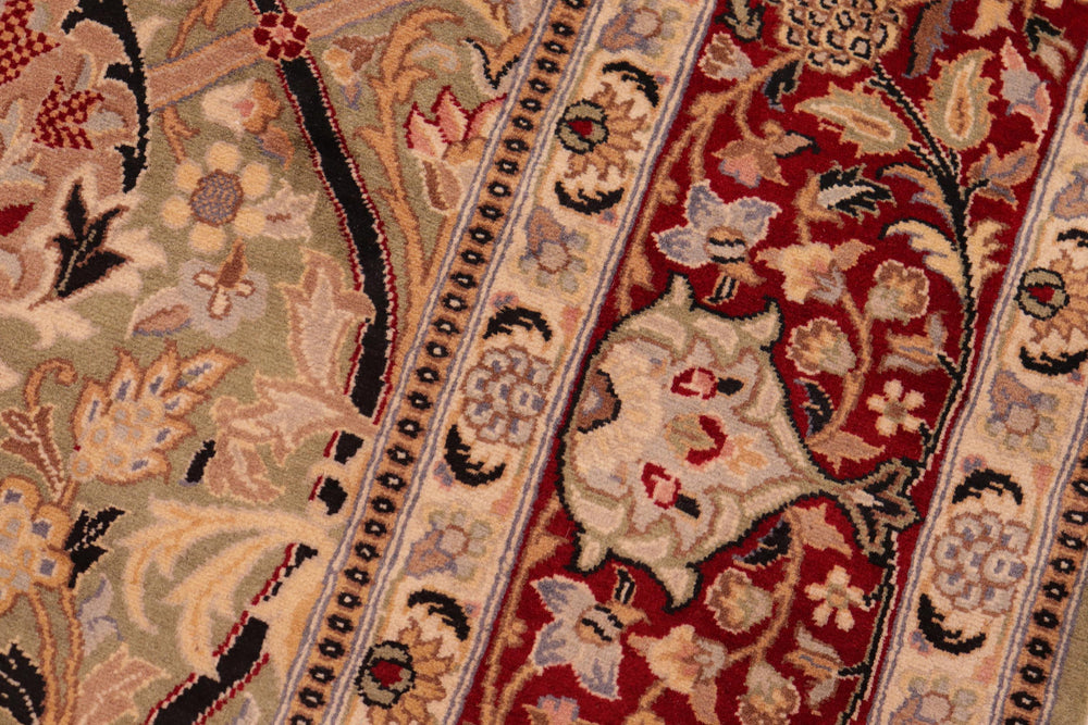 handmade Transitional Mujahid Green Red Hand Knotted RECTANGLE 100% WOOL area rug 6x9