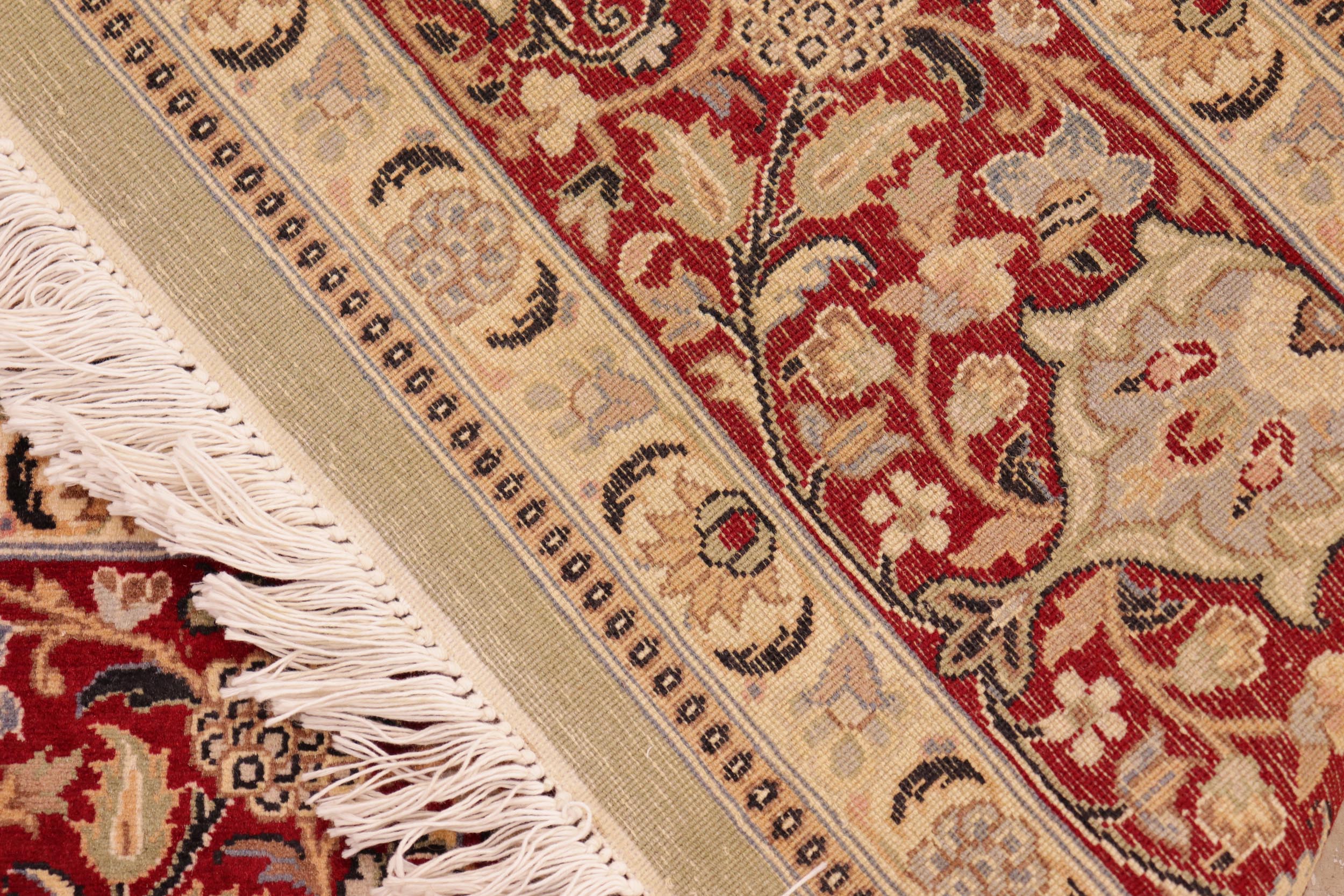 handmade Transitional Mujahid Green Red Hand Knotted RECTANGLE 100% WOOL area rug 6x9